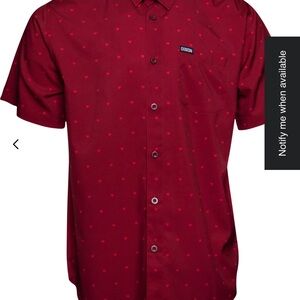 DIXXON *LOVER BOY* Red Short Sleeve Button Down Party Shirt -Limited Edition